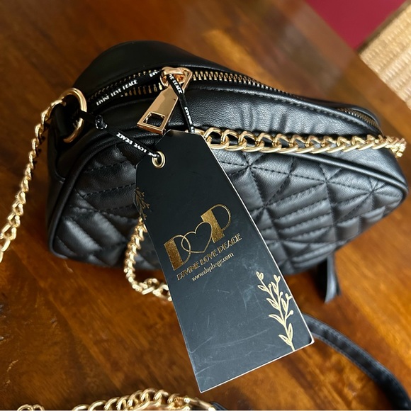 DOP Bags Handbags - NEW Black Quilted faux leather crossbody / purse / handbag with gold hardware